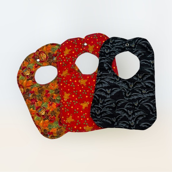 Lot/3 Handmade Holiday Season Baby Bibs - Picture 1 of 14